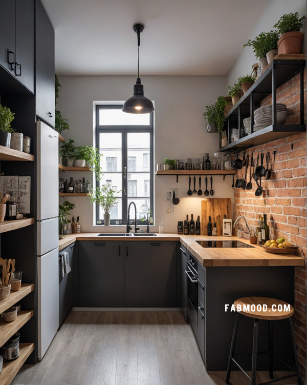 cozy urban small kitchen design in black