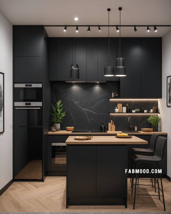 sleek modern kitchen, small kitchen design, stylish small kitchen idea