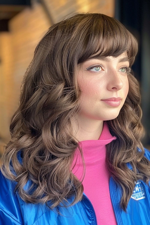 Retro Glam Curls with Blunt Bangs