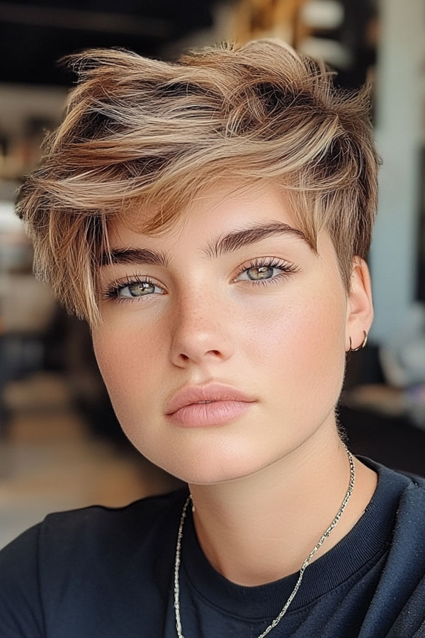 Sun-Kissed Tousle Pixie, effortless pixie haircut, short haircuts for women