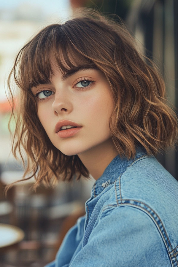 Effortless Sun-Kissed Brunette French Bob, French Bob Haircut, Parisian hairstyle, Parisian bob haircut