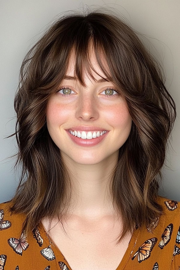 Effortless Brunette Layers, medium-length hairstyle