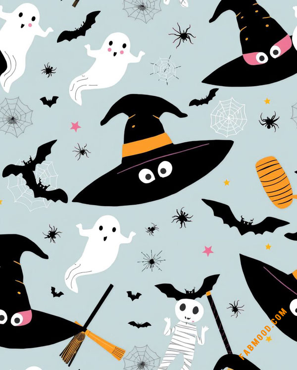 Spooky Hat Party, aesthetic Halloween wallpaper, halloween wallpaper for ipad