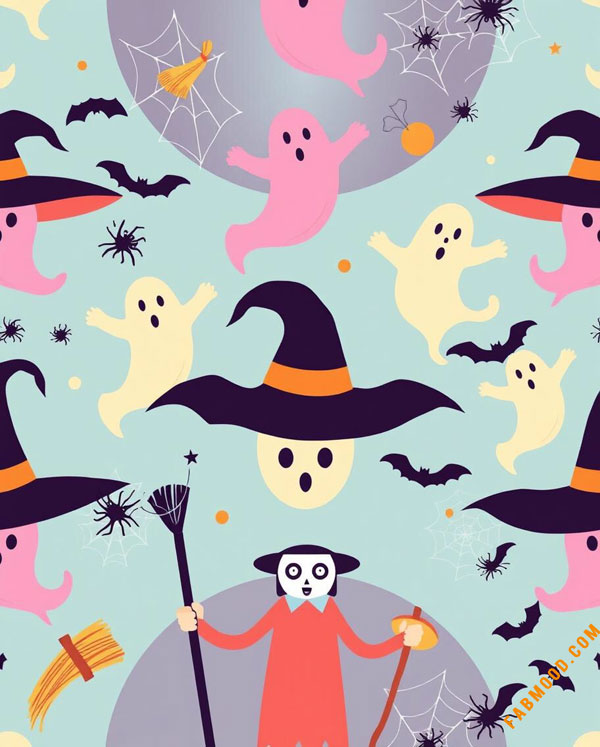 Witchy Ghostly Night, aesthetic Halloween wallpaper, halloween wallpaper for ipad