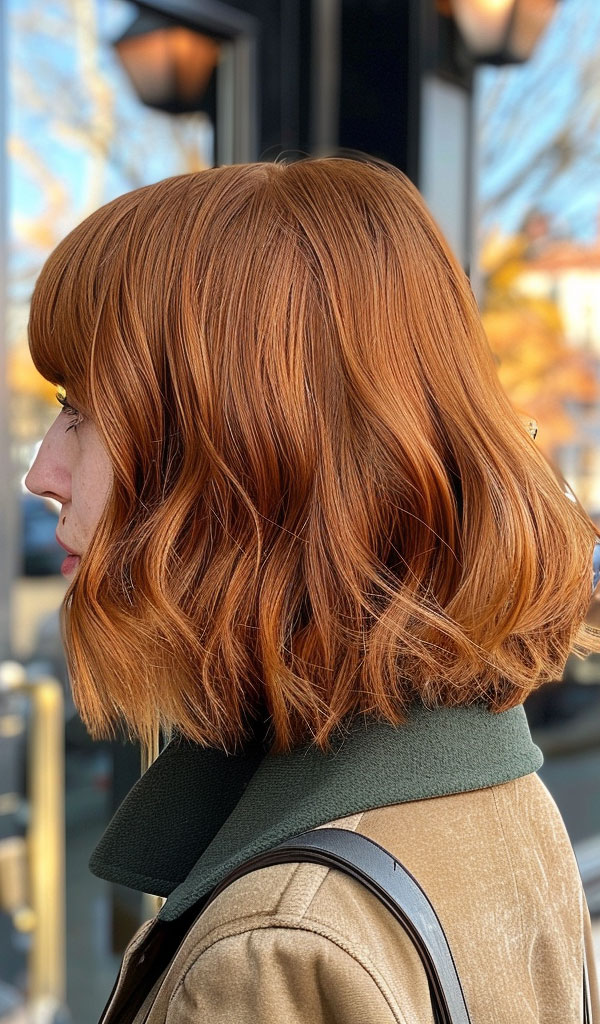 Fiery Copper Bob, medium-length hairstyle