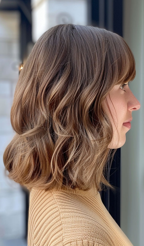 Soft Caramel Bob, medium-length hairstyle