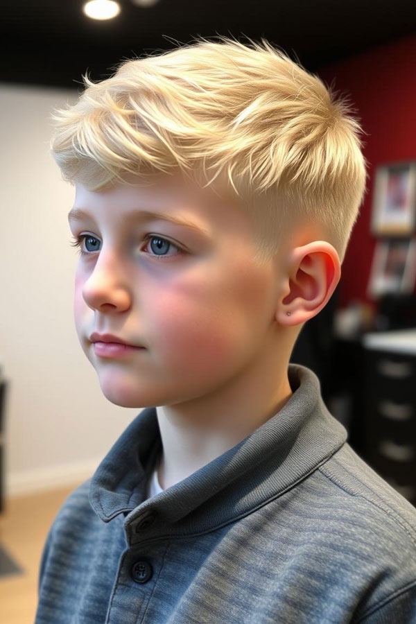 33 Fresh & Youthful Hairstyles for Tween Boys : Platinum Blonde Soft Wave