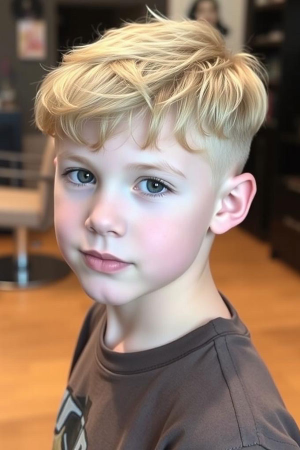 33 Fresh & Youthful Hairstyles for Tween Boys : Casual Crop with Wispy Bangs