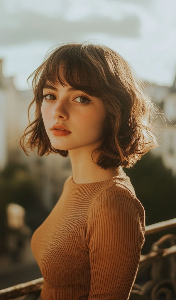 Rich Caramel Tousled Bob, French Bob Haircut, Parisian hairstyle, Parisian bob haircut