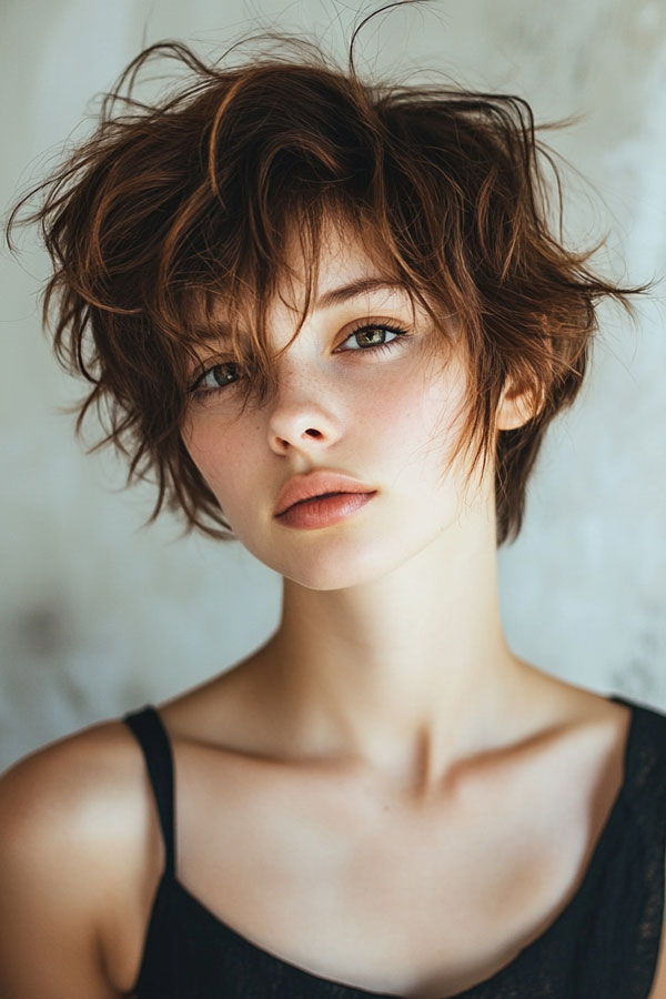 Soft Caramel Tousled Shag, cute short haircut, trendy short hairstyle, cute way wear hair short