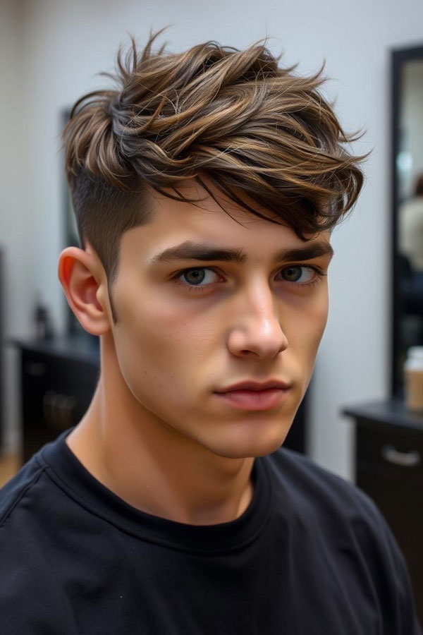 35 Modern Men Hairstyles : Caramel Brown Textured Quiff