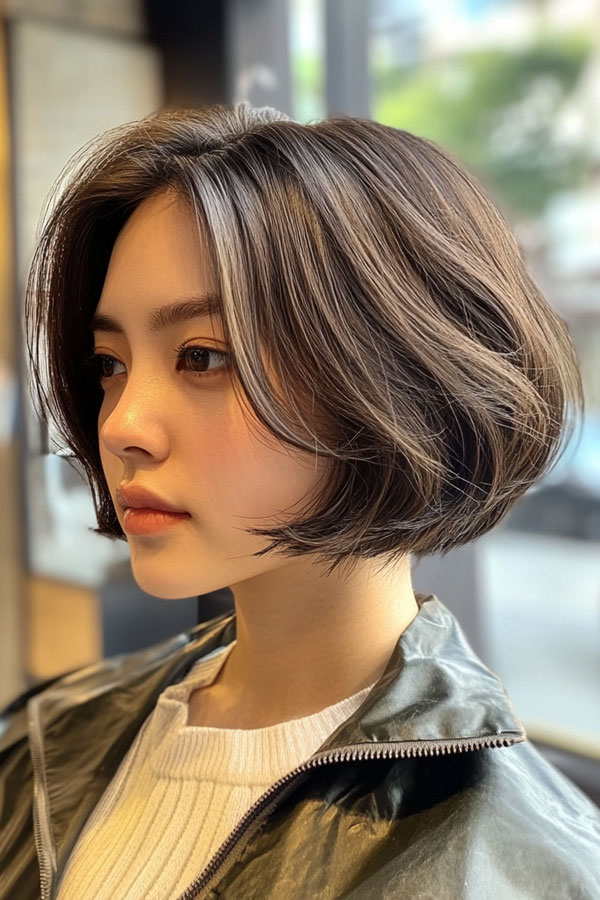 Dark Brown Soft Layered Bob, cute short haircut, trendy short hairstyle, cute way wear hair short