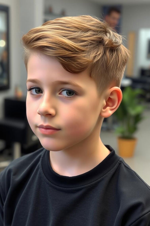 The Classic Side Part, trendy haircut for young boys, Youthful Hairstyle for Tween Boys