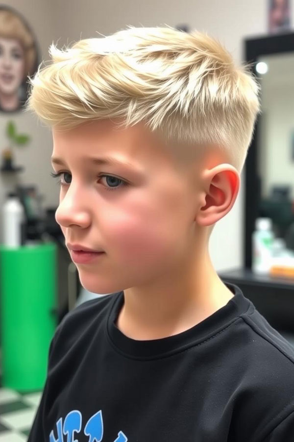 The Frosted Fade, trendy haircut for young boys, Youthful Hairstyle for Tween Boys