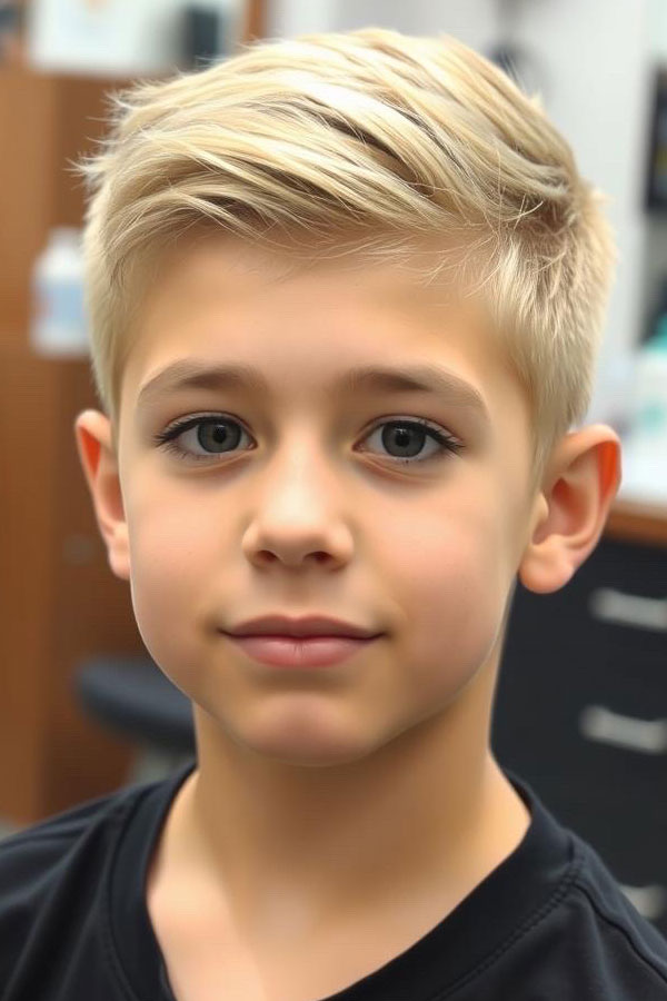 Classic Side Sweep, trendy haircut for young boys, Youthful Hairstyle for Tween Boys