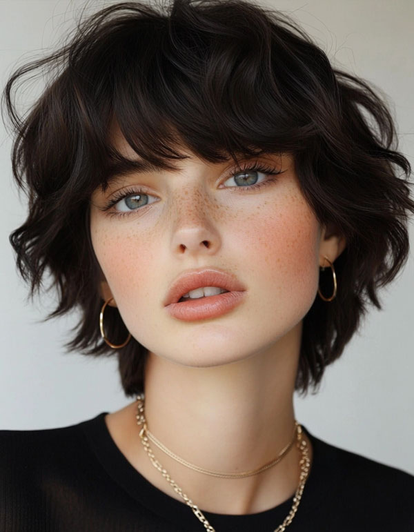 Effortlessly Rich Chocolate Retro Shag , cute short haircut, trendy short hairstyle, cute way wear hair short