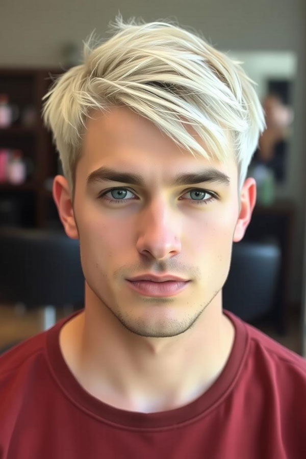 35 Modern Men Hairstyles : Platinum Edge Male Haircut