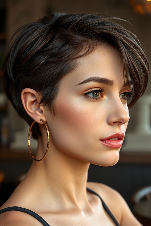 Polished Drama Pixie, pixie haircut, Pixie haircut gallery, Pixie haircut for women, Pixie haircuts for short hair