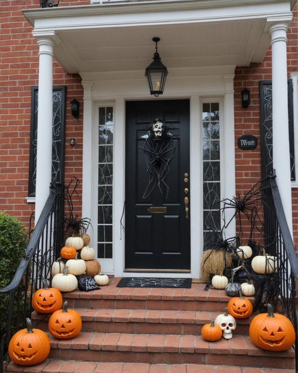 Creepy Spider Wreath Look, Halloween Front Door Decors