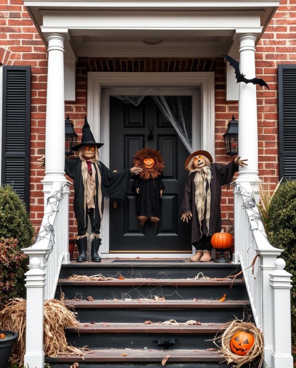 Spooky Scarecrow Squad Decor, Haunted Halloween Door Decors