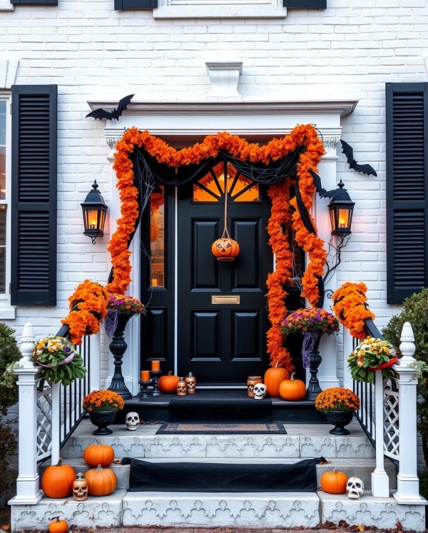 Festive Pumpkin Pop Look, Haunted Halloween Door Decors