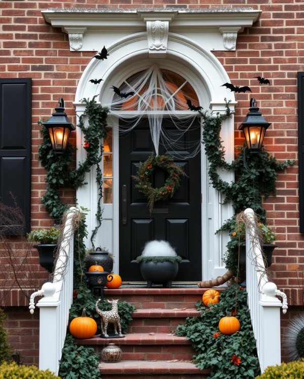 Witch’s Brew Entryway Look, Haunted Halloween Door Decors