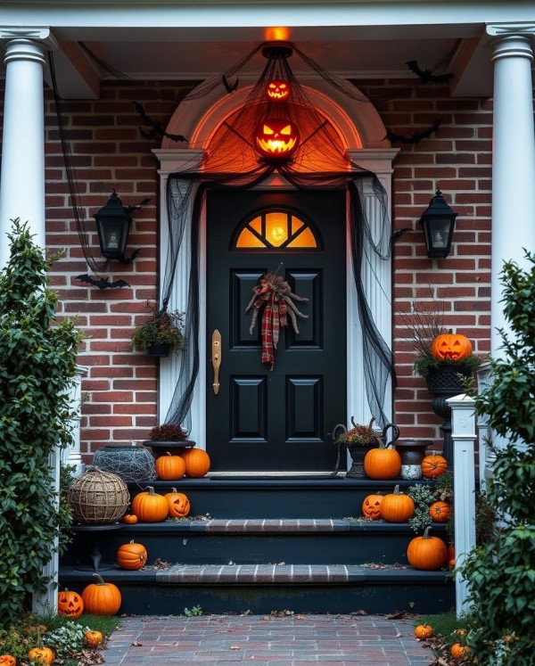 Glowing Pumpkin Portal Look, Haunted Halloween Door Decors