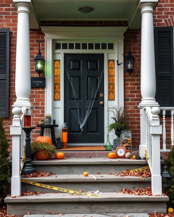 Mad Scientist Lab Look, Haunted Halloween Front Door Decors