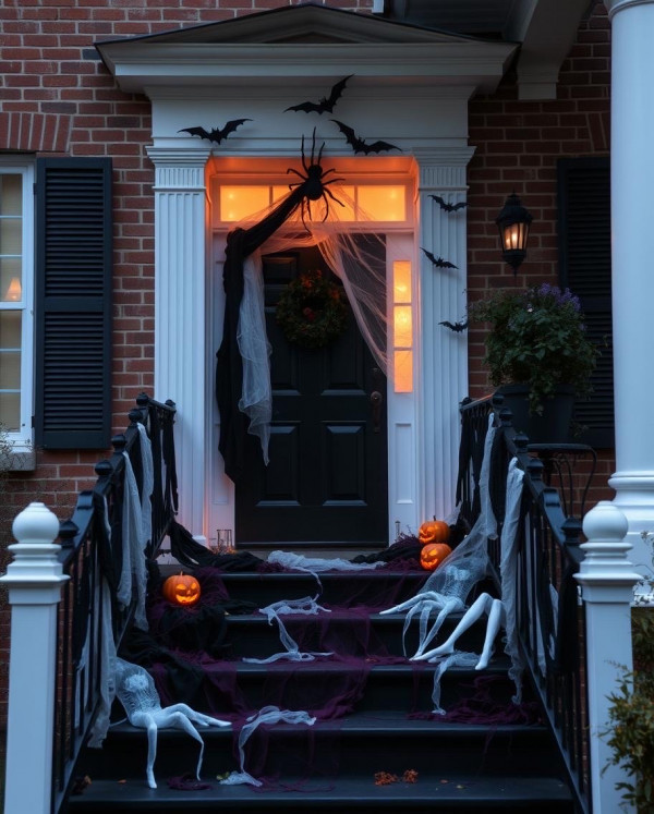 Spider’s Lair Look, Haunted Halloween Front Door Decors