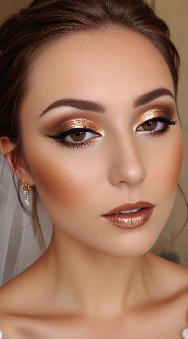 40 Bridal Makeup Looks : Golden Goddess