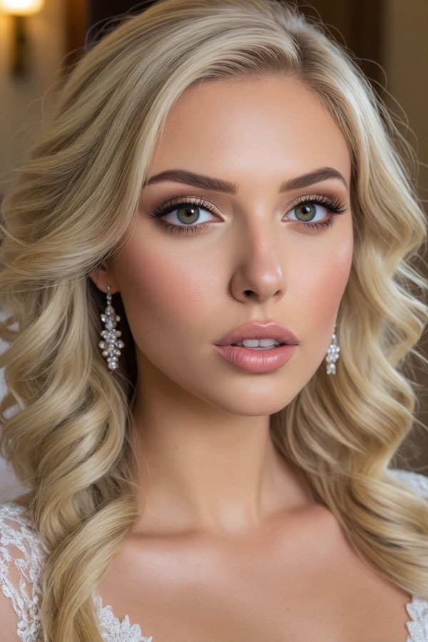 40 Bridal Makeup Looks : Glamorous Soft Waves