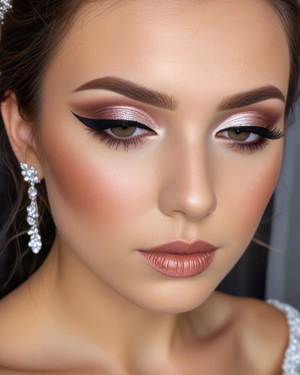 40 Bridal Makeup Looks : Modern Metallic Elegance