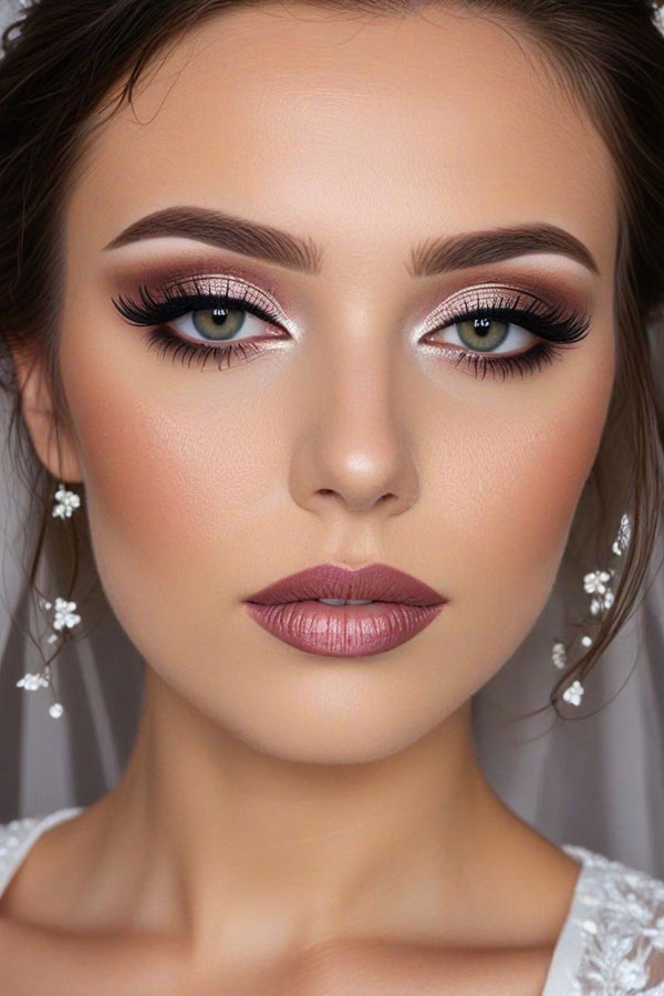 40 Bridal Makeup Looks : Romantic Rose Glow