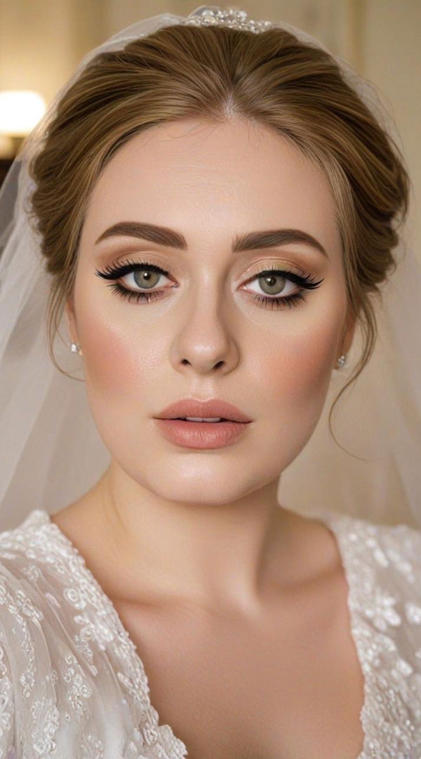 40 Bridal Makeup Looks : Classic Bridal Nude Pink