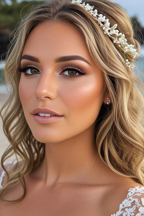 40 Bridal Makeup Looks : Beachside Glow Bridal Look