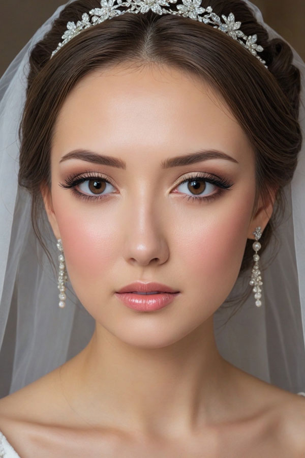 40 Bridal Makeup Looks : Delicate Rose Bridal Look