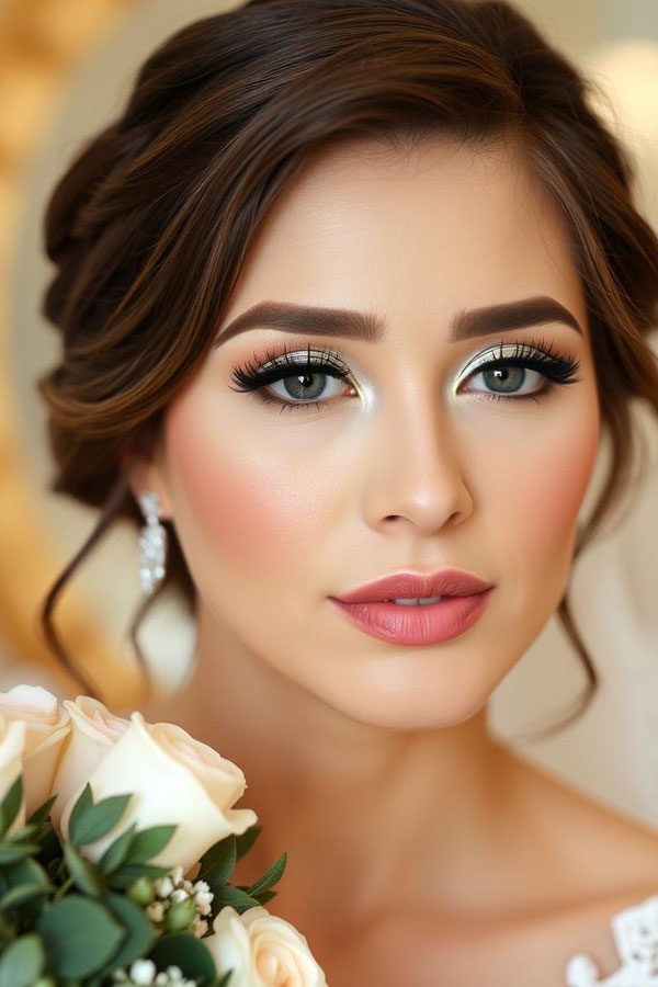 40 Bridal Makeup Looks : Classic Rosy Glow