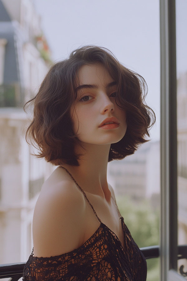 Effortless Rich Brunette French Bob, French Bob Haircut, Parisian hairstyle, Parisian bob haircut