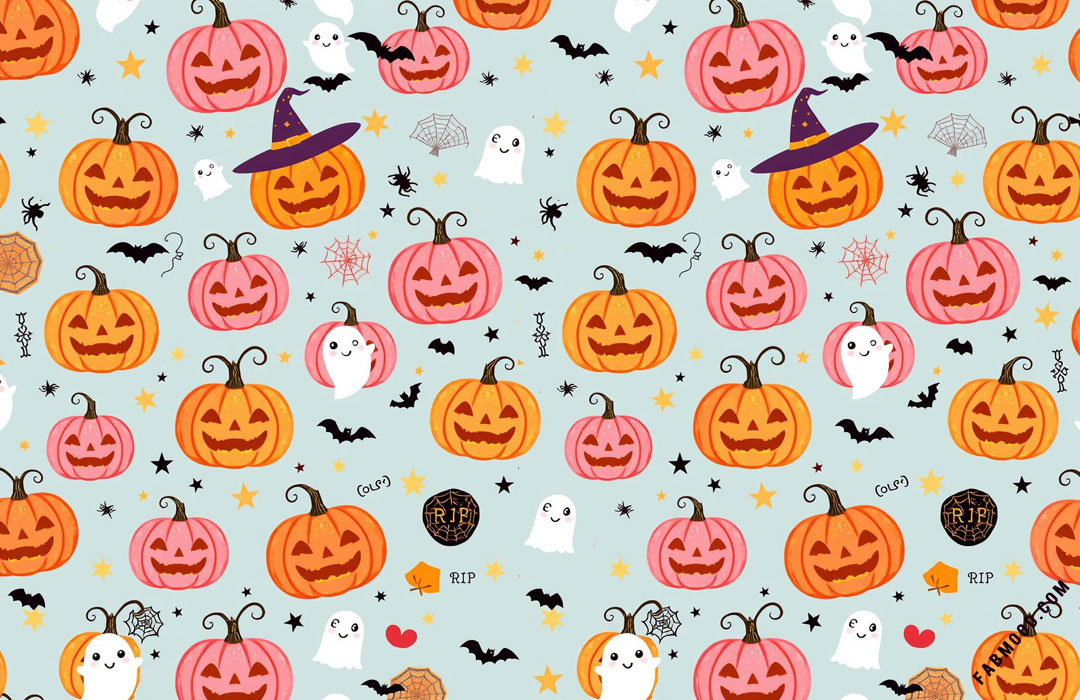 20 Halloween Wallpapers for Desktop & Laptop : Preppy Pink n Orange Pumpkins