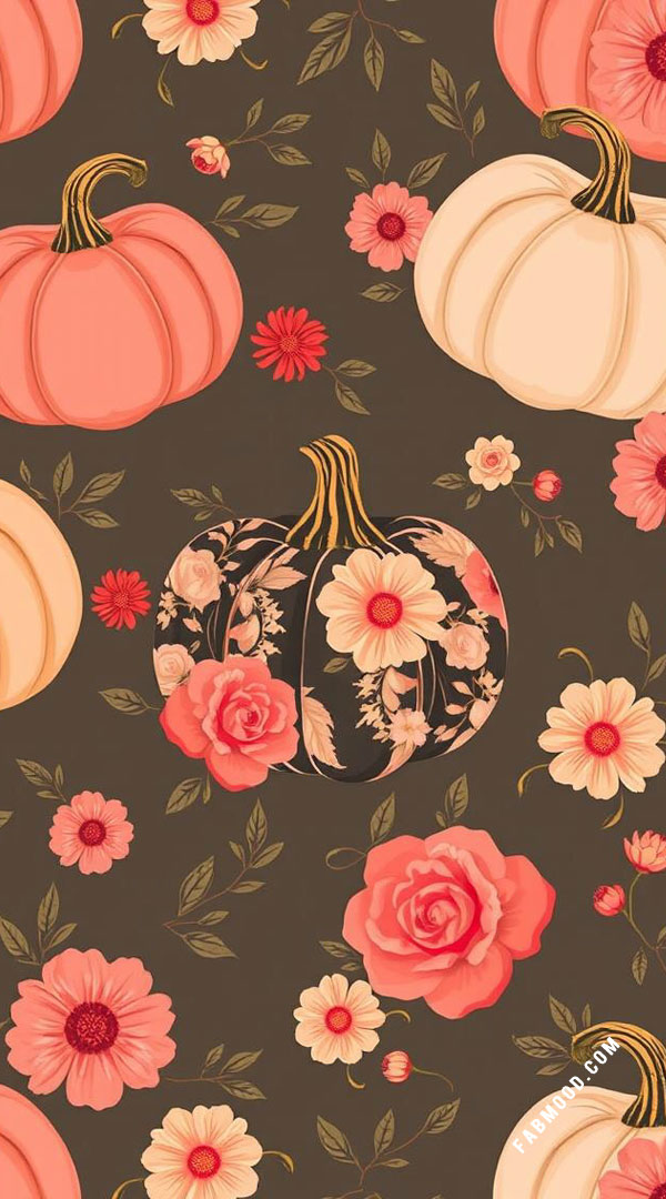 40 Pumpkin Halloween Wallpapers : Floral Pumpkins