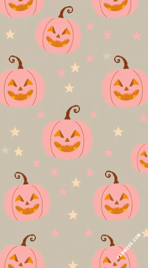 40 Pumpkin Halloween Wallpapers : Pink Jack-O-Lantern Grey Background