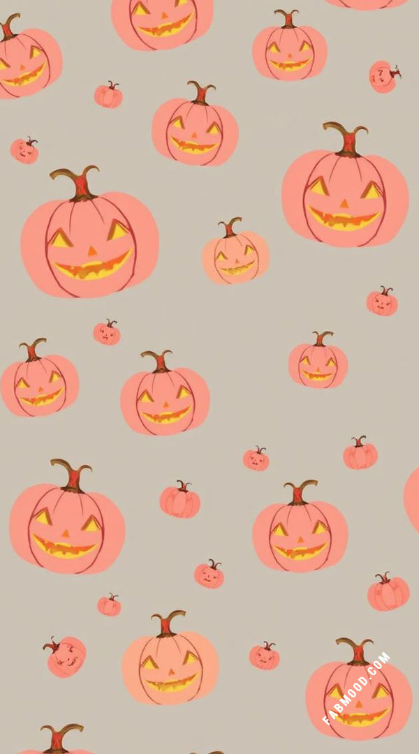 40 Pumpkin Halloween Wallpapers : Playful Pumpkins on Neutral Background