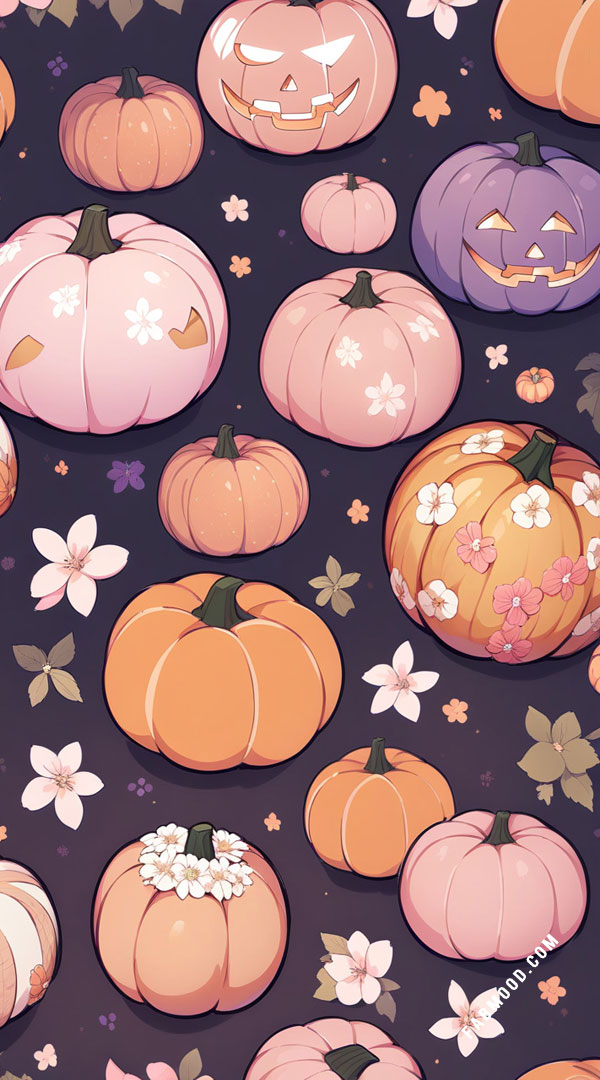 40 Pumpkin Halloween Wallpapers : Floral Pumpkin Delight