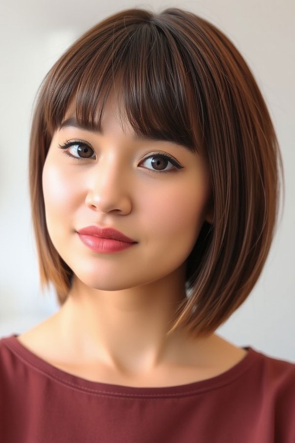 Blunt Lob with Bangs, long bob hairstyle, long bob haircut, lob hairstyle