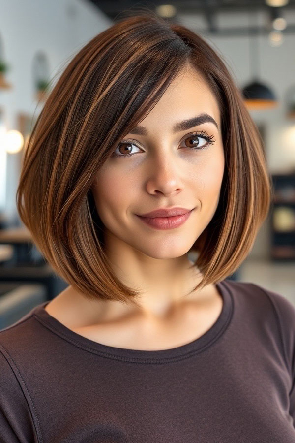 Chic Bob with Side Part, long bob hairstyle, long bob haircut, lob hairstyle