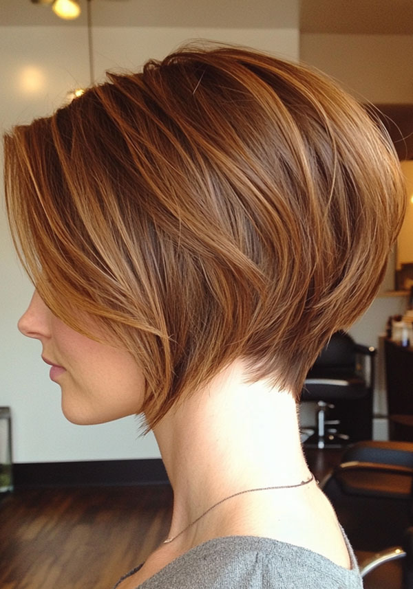 Classic Auburn Stacked Bob, stacked bob haircut, bob haircut, bob hairstyle