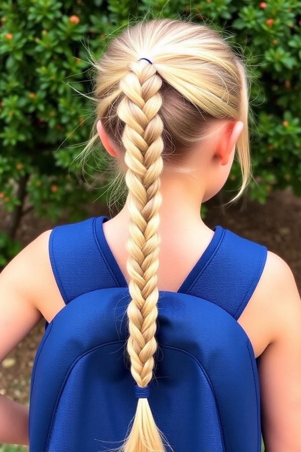 Classic Braided Ponytail, quick hairstyle for school