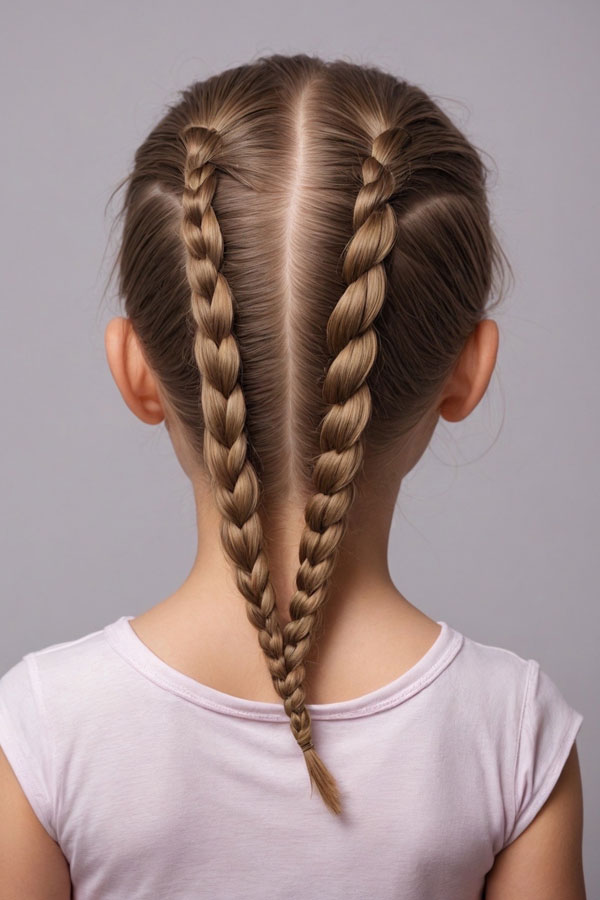 Classic Double Braids, cute hairstyle for little girls, Adorable Hairstyle for Little Girls 