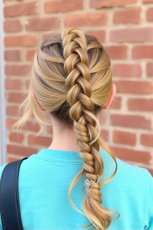 Classic Dutch Braid, quick back to school hairstyle