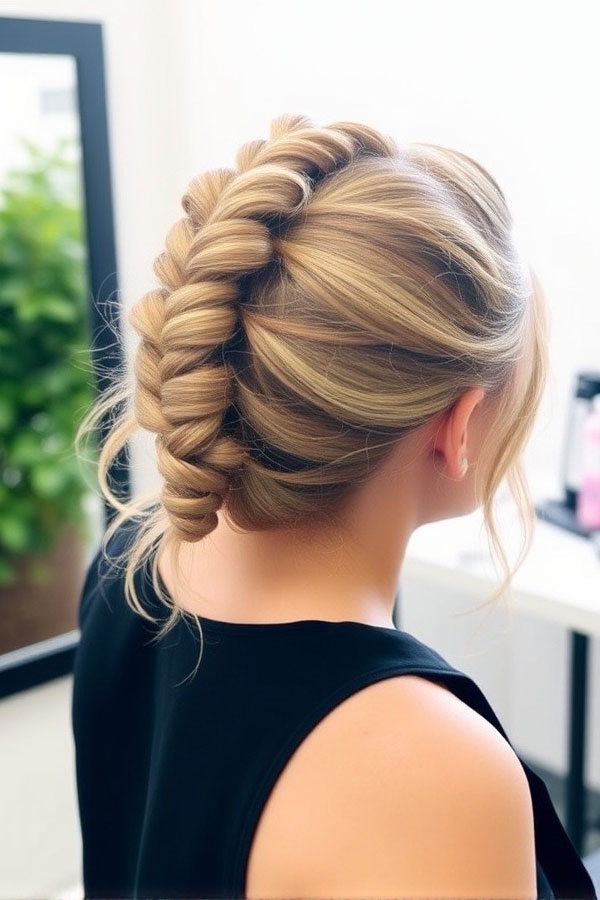 Dutch Braid Updo, quick back to school hairstyle